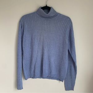 Charter Club Blue Turtle Neck Silk Long Sleeve Top